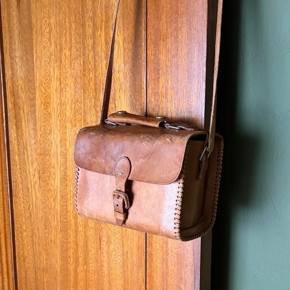 Vintage Brown Leather Crossbody Bag